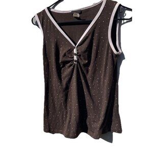 Vintage Candy Rain Women's Short Sleeve Shirt Polka Stars Button Size Large